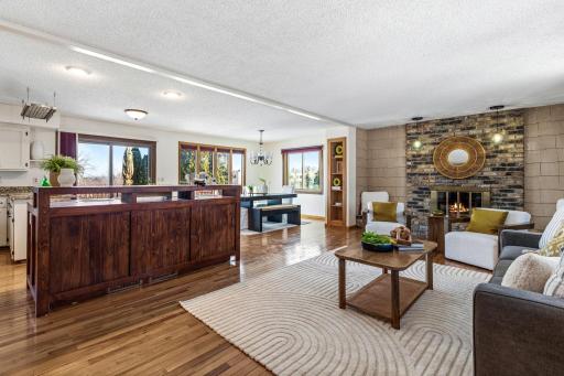 A built-in buffet provides extra storge and serving space.