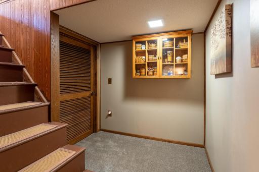 The door on the left provides access to the unfinished area with mechanicals and storage.