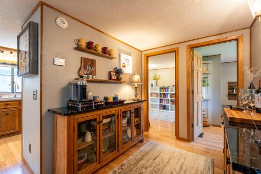 The owner has made great use of the space adjoining the kitchen for a coffee/tea bar area.