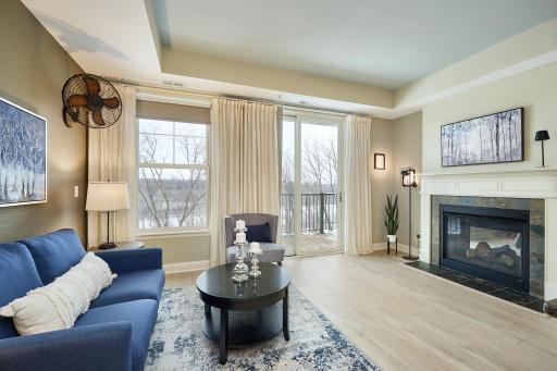 Enjoy the beautiful views from the living room or private balcony overlooking Lake Jonathan.
