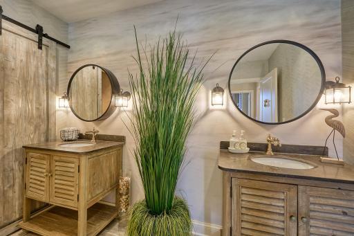 Spacious bath with double vanities.