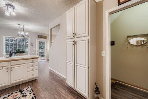 Such an open space! Great pantry and also shown are the stairs to the lower level.