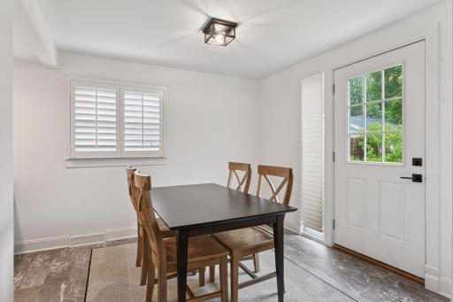 Informal dining with access to the back yard