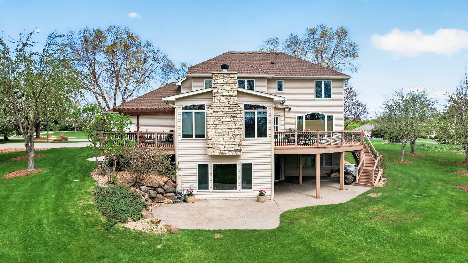 Gorgeous landscaping at the rear of the home.