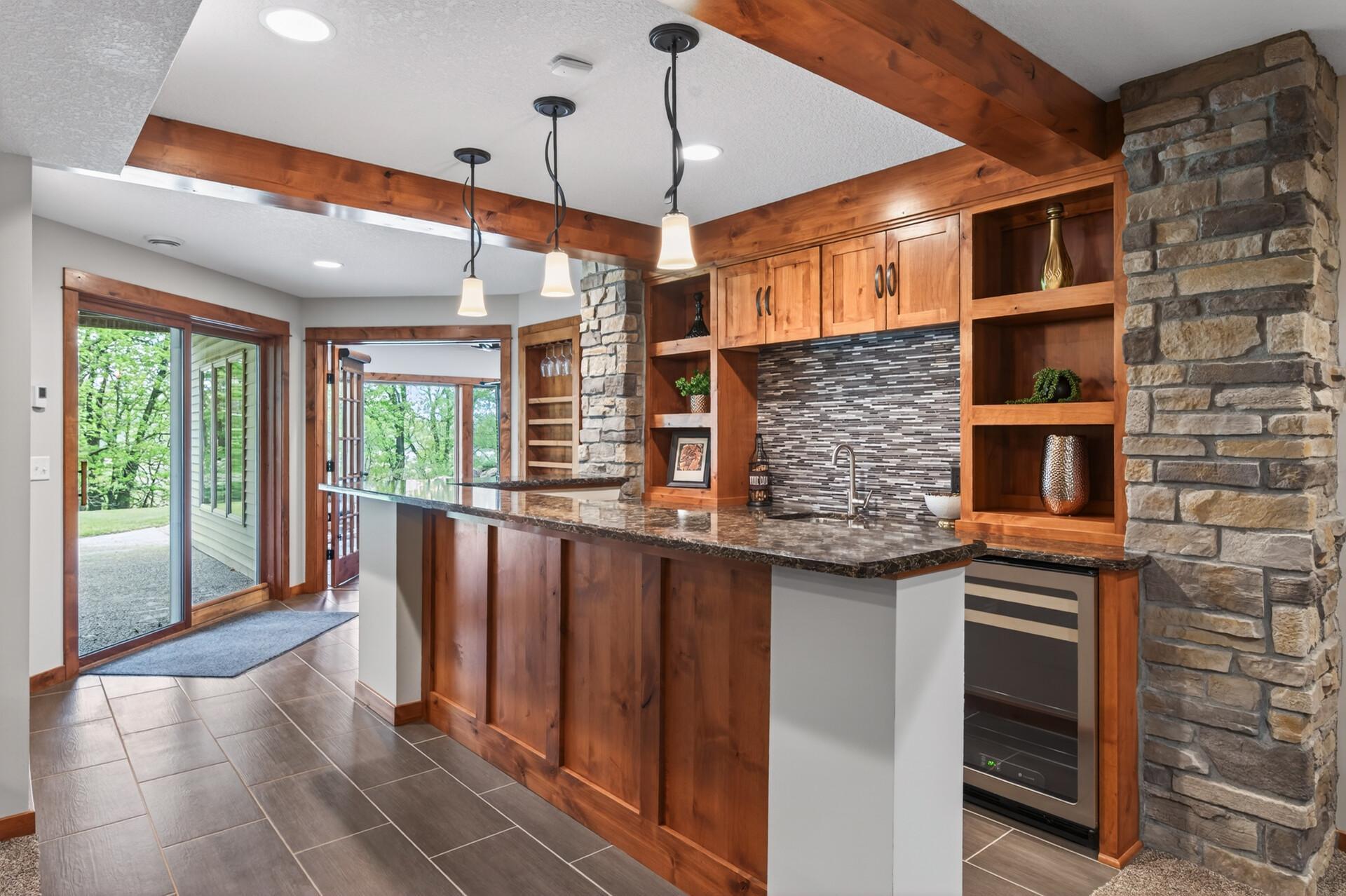 Stunning custom built bar in lower level