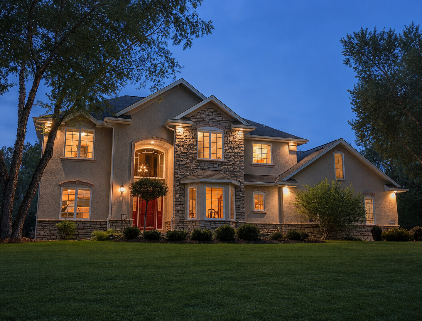 Front of the home at dusk