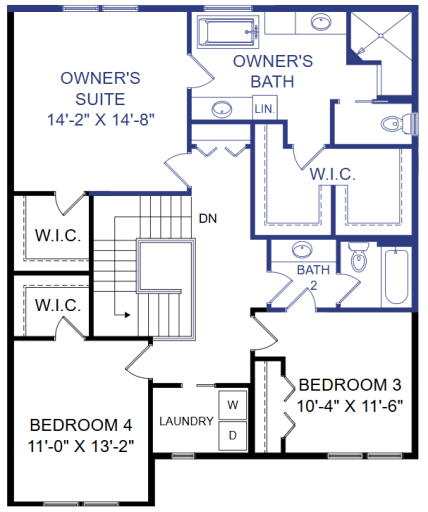 Upper level floor plan.