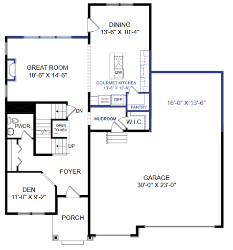 Main level floor plan.