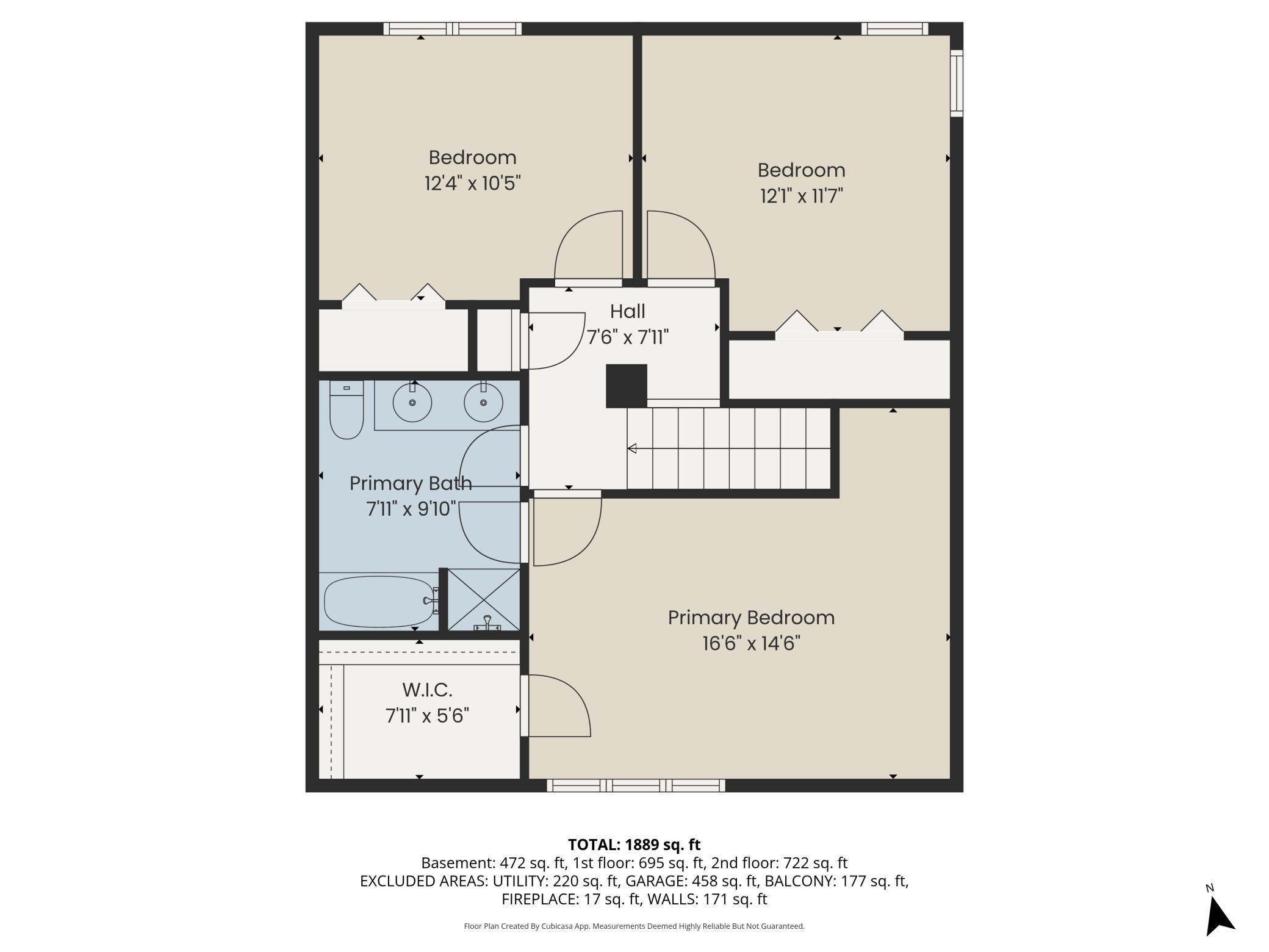 Upper level floor plan.