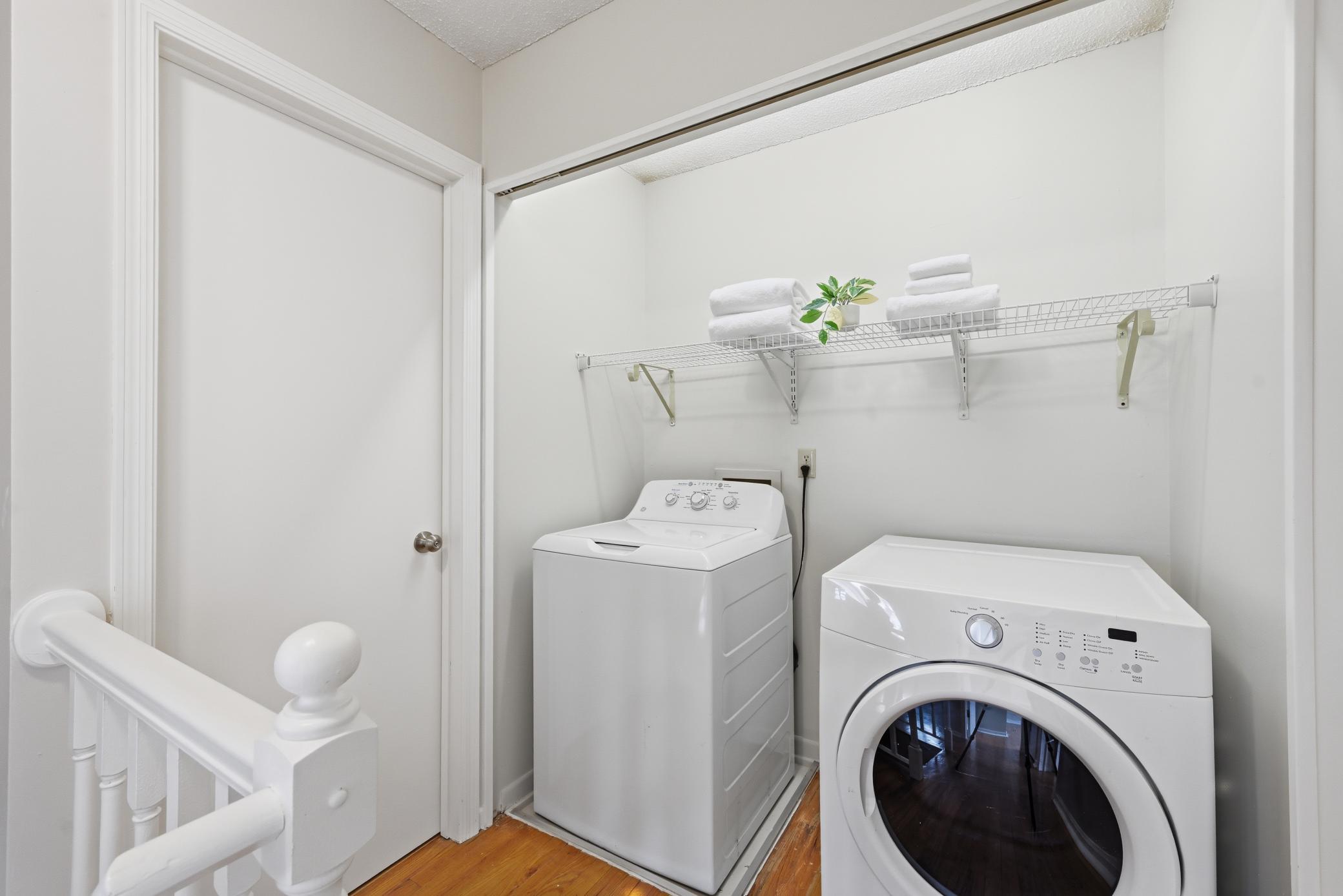 Convenient upstairs laundry.