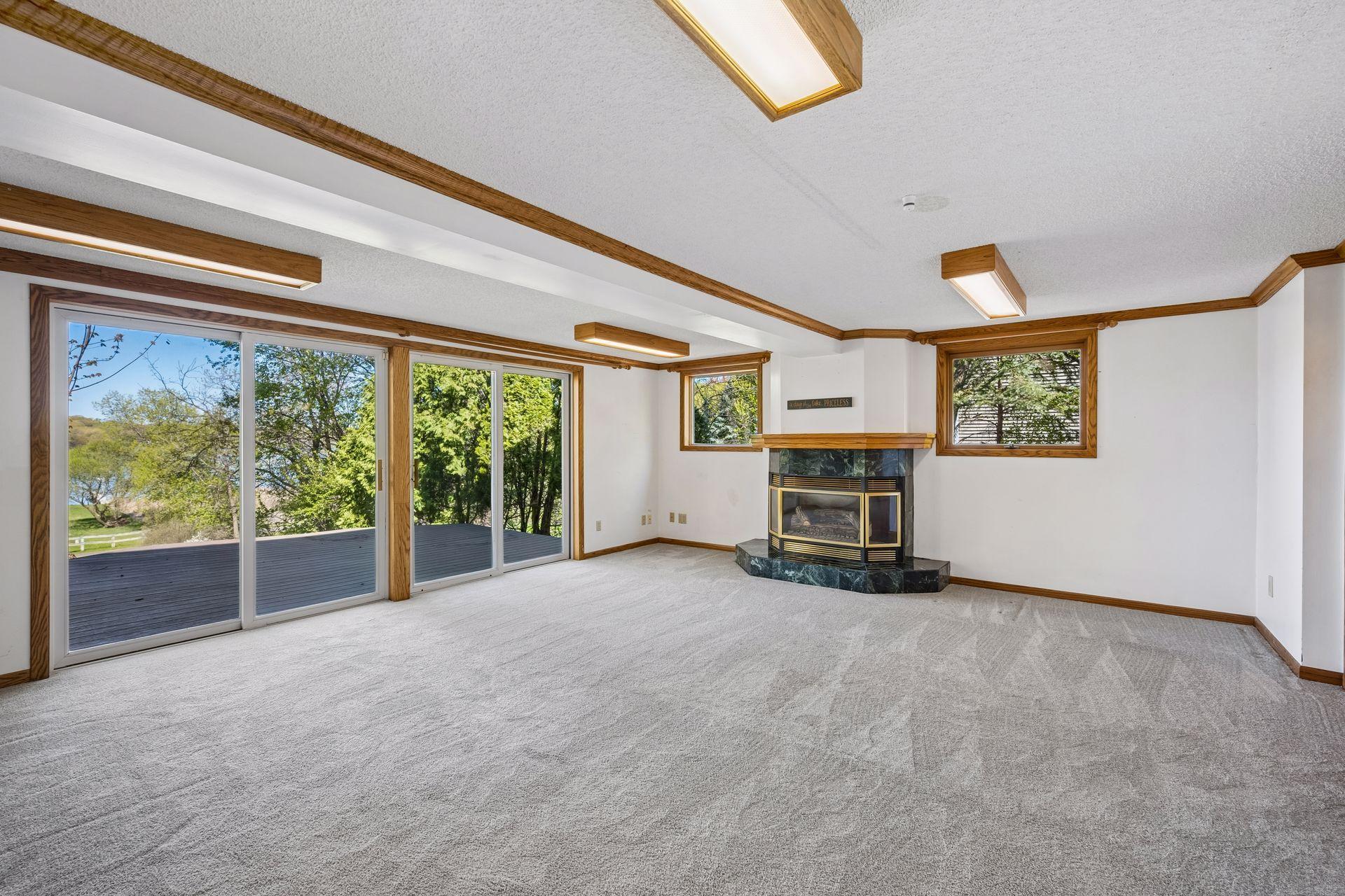 The family room has a gas fireplace.