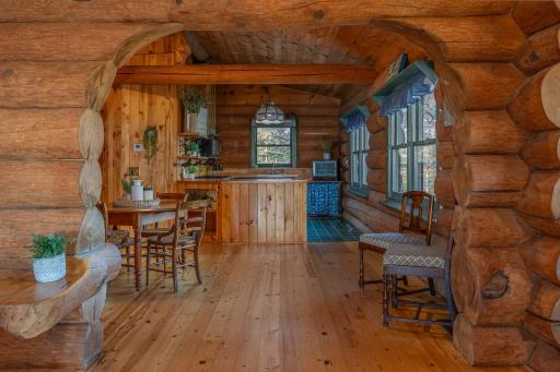 This log home is loaded with beautiful rustic wood details