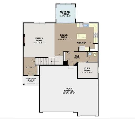 Check out this incredible Richmond first floor layout! This main level features a large family room, flex room, and powder room off the garage entrance.