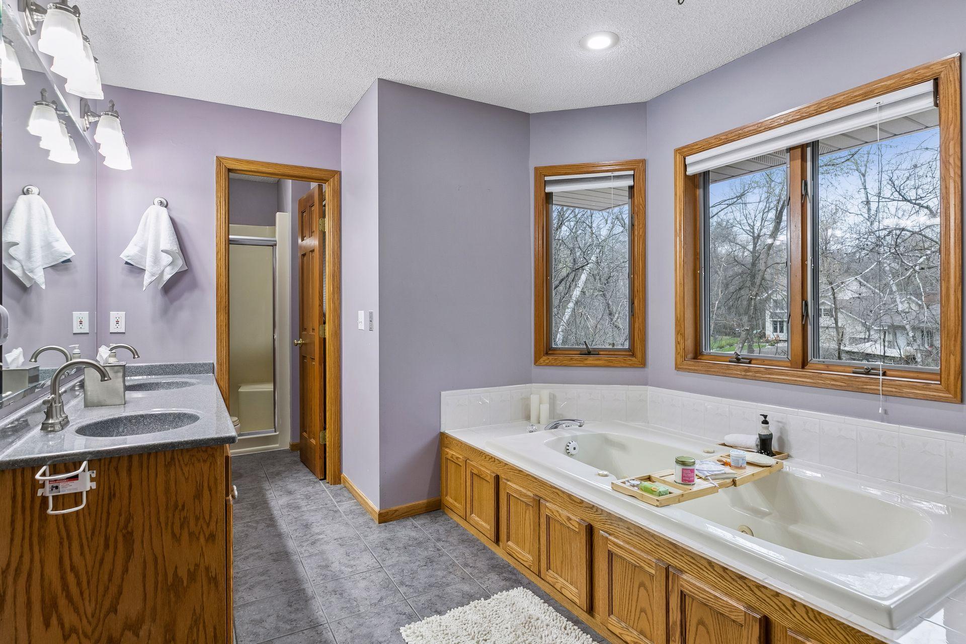 Relaxing primary bath with spa-like feel