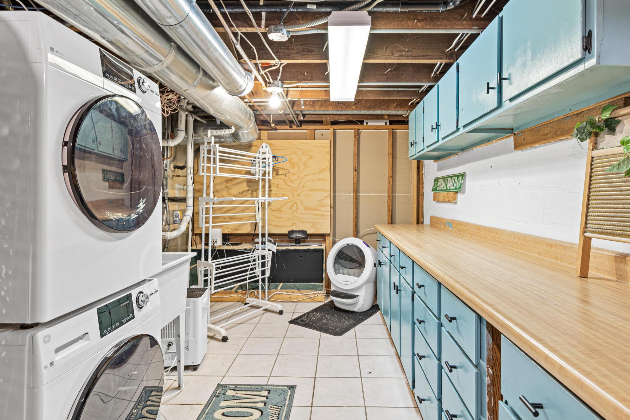 Laundry room in basement
