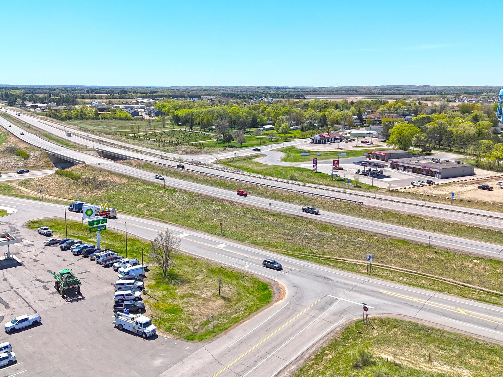 Aerial of Hwy 10 and the Frontage Rd that runs along the property.
