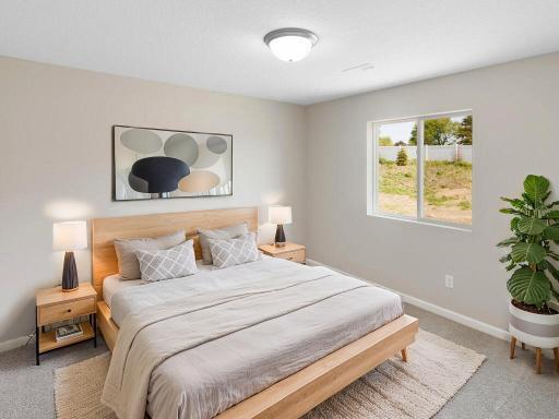 Photo of a different home with similar plan & finishes virtually staged. Lower Level Bedroom 4. Photo may not depict actual plan & finishes.