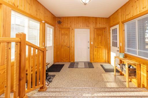 Door on the left goes to the lake side.