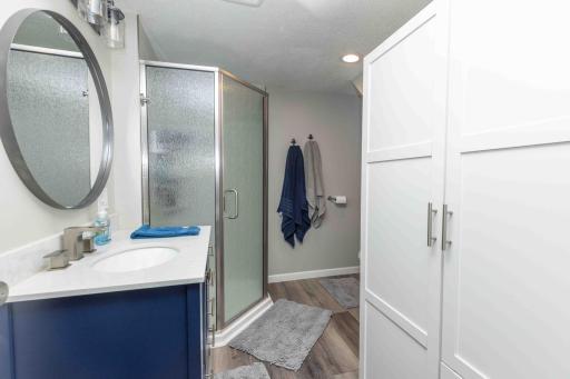 Remodeled Bathroom 2025, new shower, vanity, toilet, flooring, cabinet, etc.