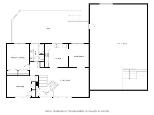 Upper level plus the addition- labeled great room on here but you can see the shared wall between the two.