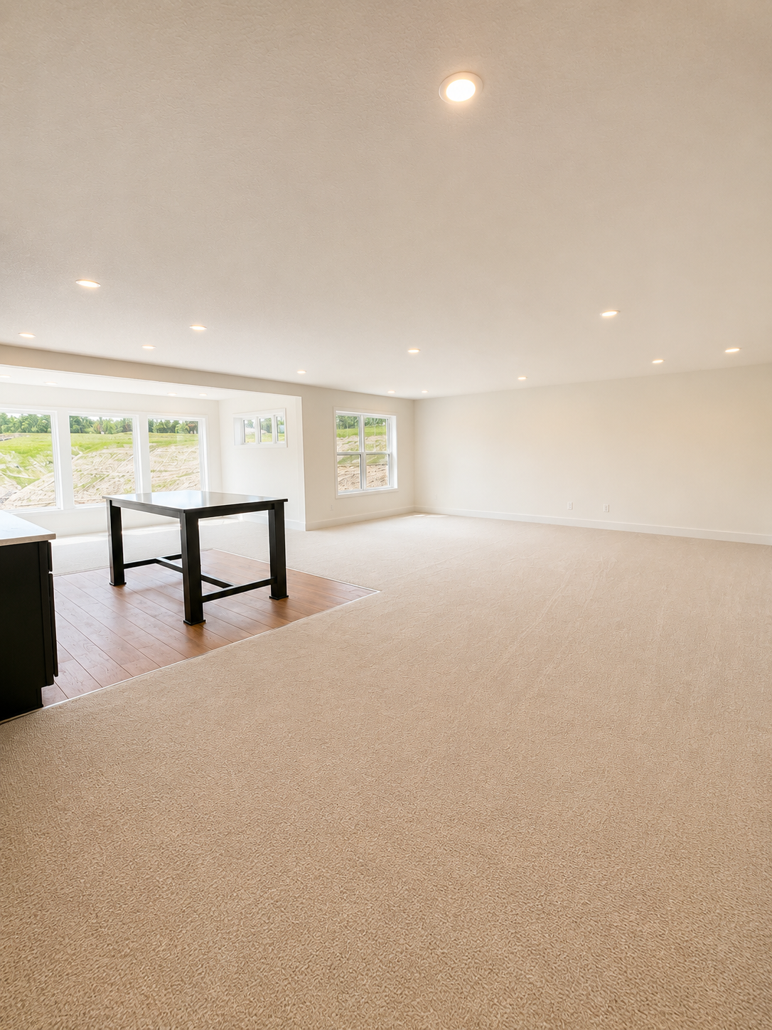 Finished walkout lower level offering an expansive recreation space with wet bar, large windows, and direct access to the backyard.