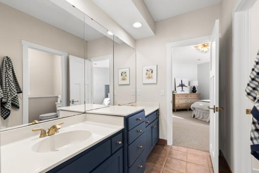 Freshly painted and nicely sized lower level bathroom.