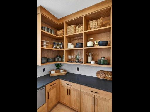Private hidden integrated prep kitchen cabinetry
