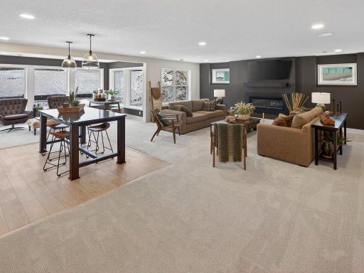 Finished lower level designed for entertaining and extended living.