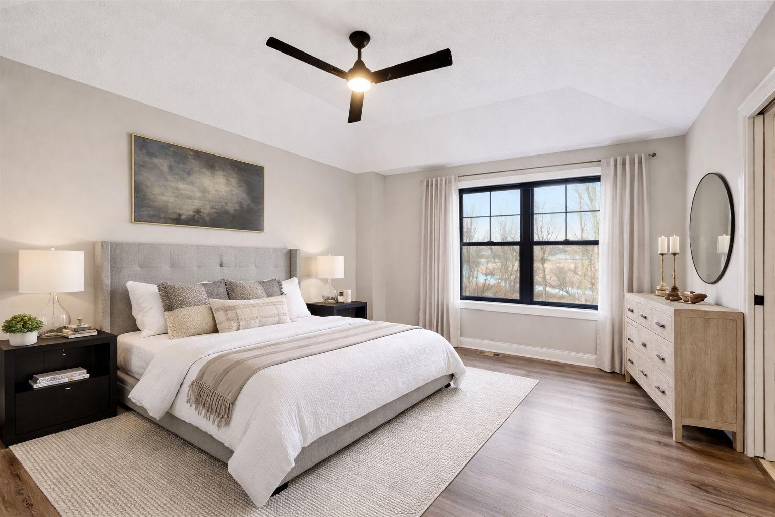 Bedroom 2 on the upper level - all bedrooms have their own bath