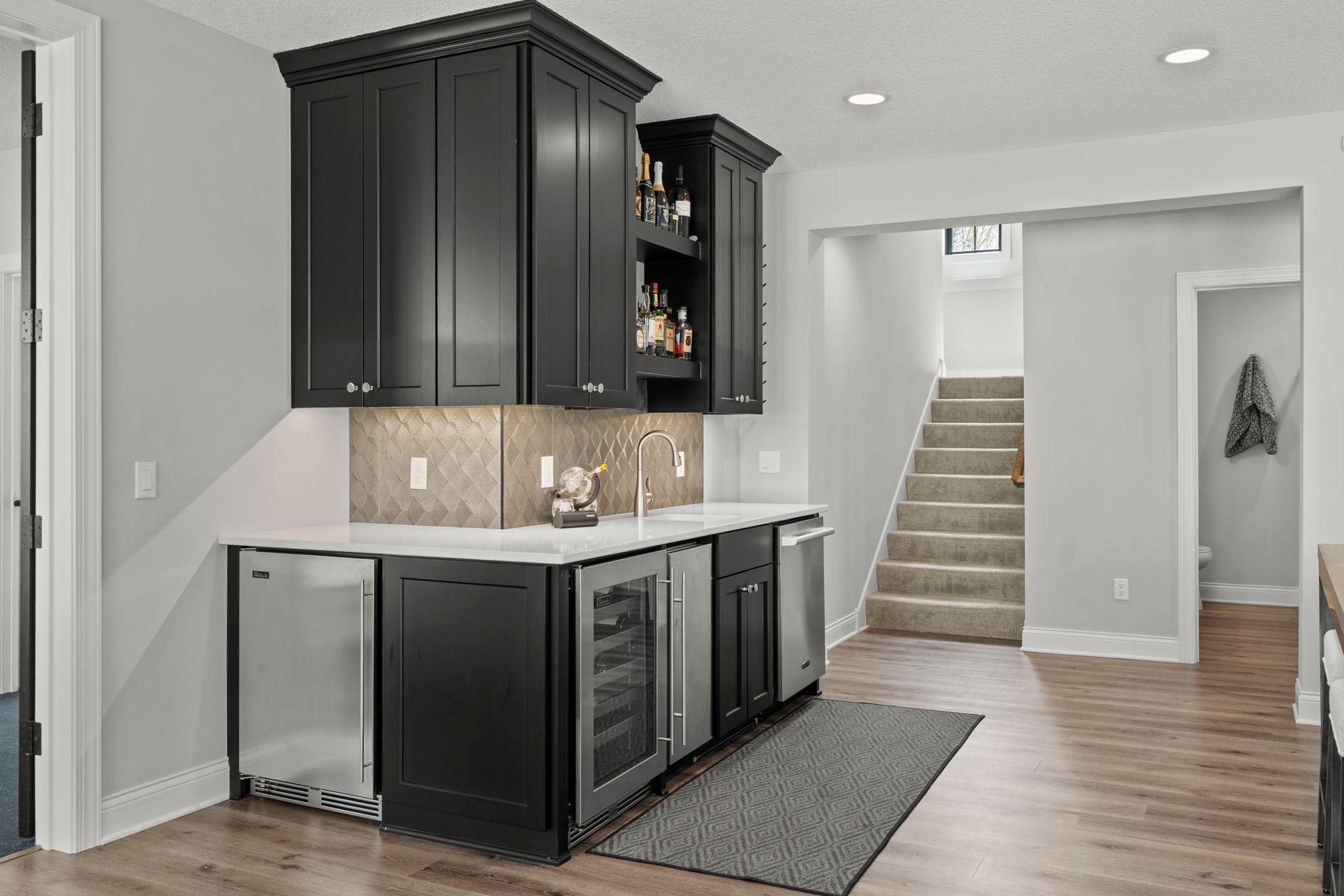 Wet bar on lower level