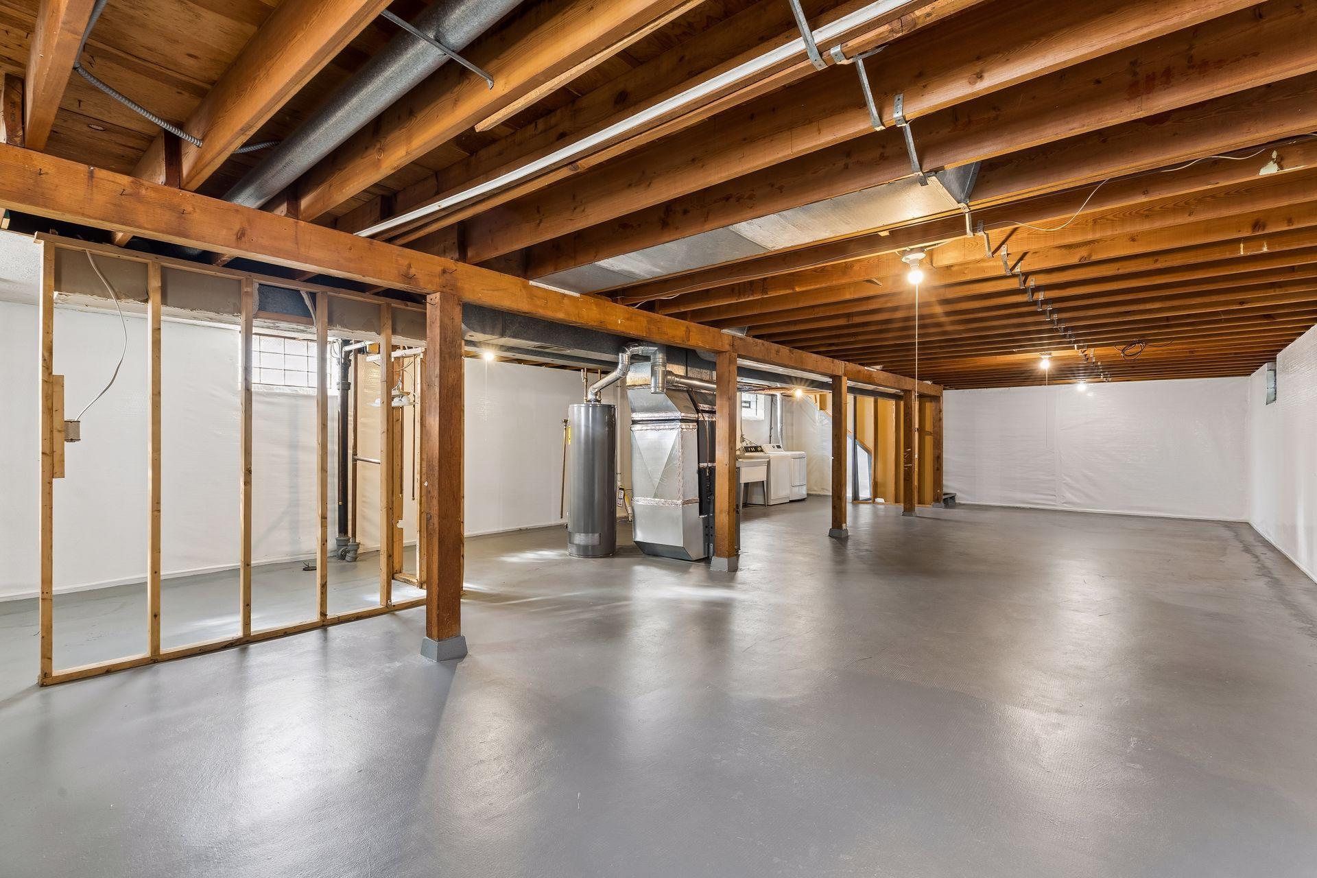 The bathroom here was removed and there is still plumbing and framing to add one.