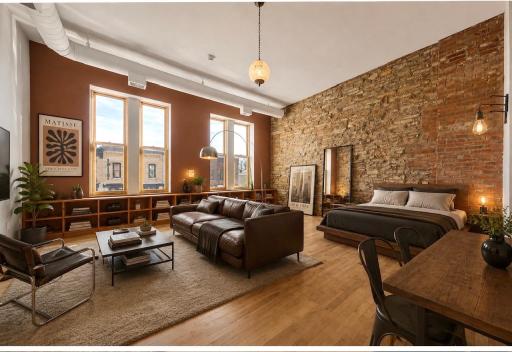 AI GENERATED IMAGE OF SPACE AS STUDIO CONDO. Great Location downtown Northfield. Close to restaurants, boutique stores featuring clothing, sports, and much more.