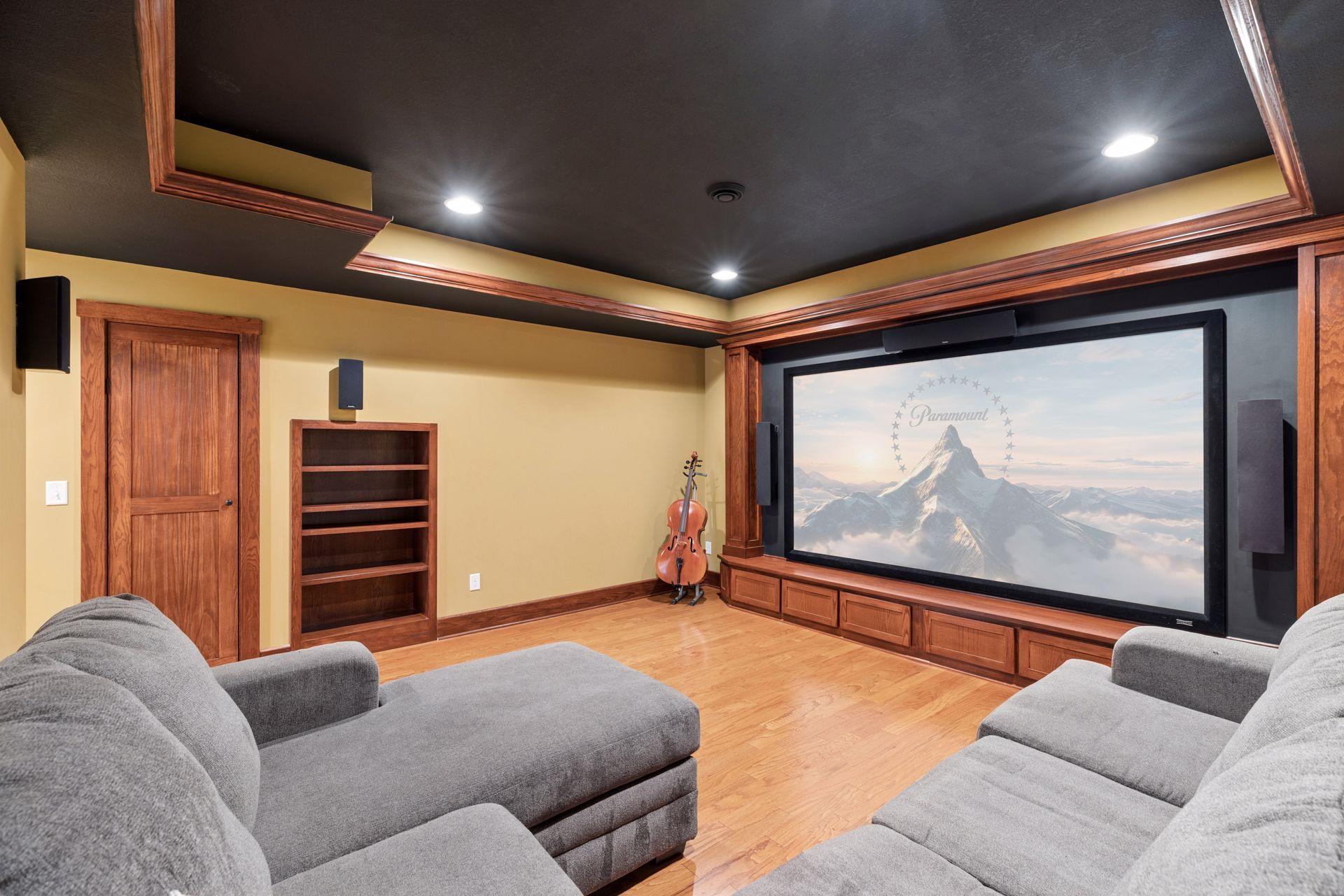 Private theater room with immersive setup and comfortable seating for the ultimate viewing experience