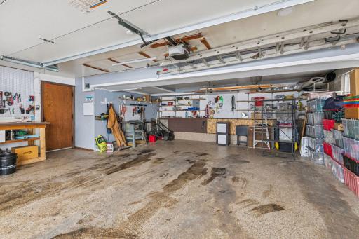 A 2 car tuckunder with additional space for working.