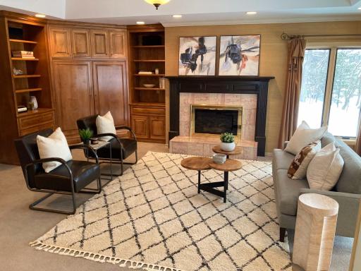 Main floor living room with gas fireplace
