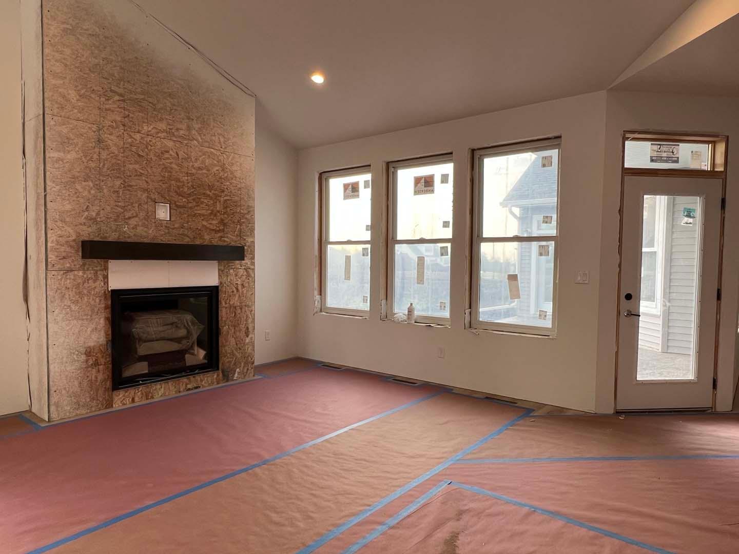 Main living area with fireplace view