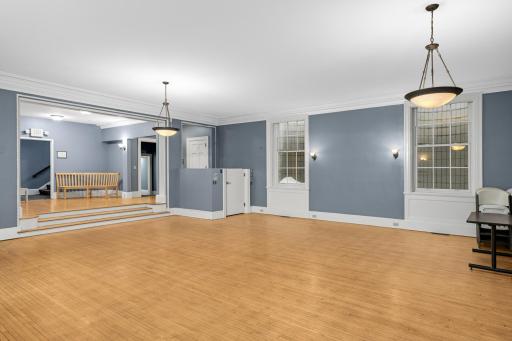 Lower level ballroom has a lift and has huge windows to provide light.