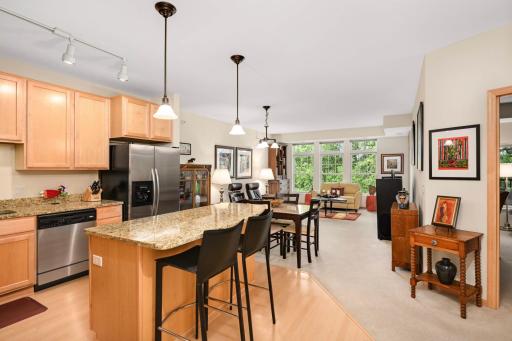 Kitchen is open to the living room and informal dining room