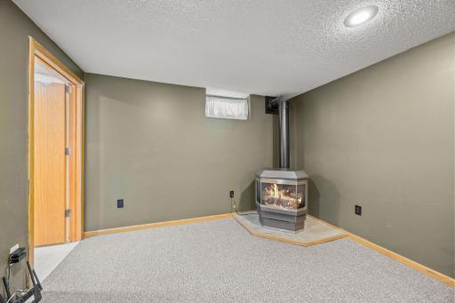 Gas stove provides wonderful additional heat, if desired.