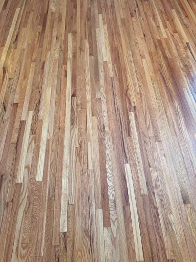 Close up of the extraordinary refinished oak floors.