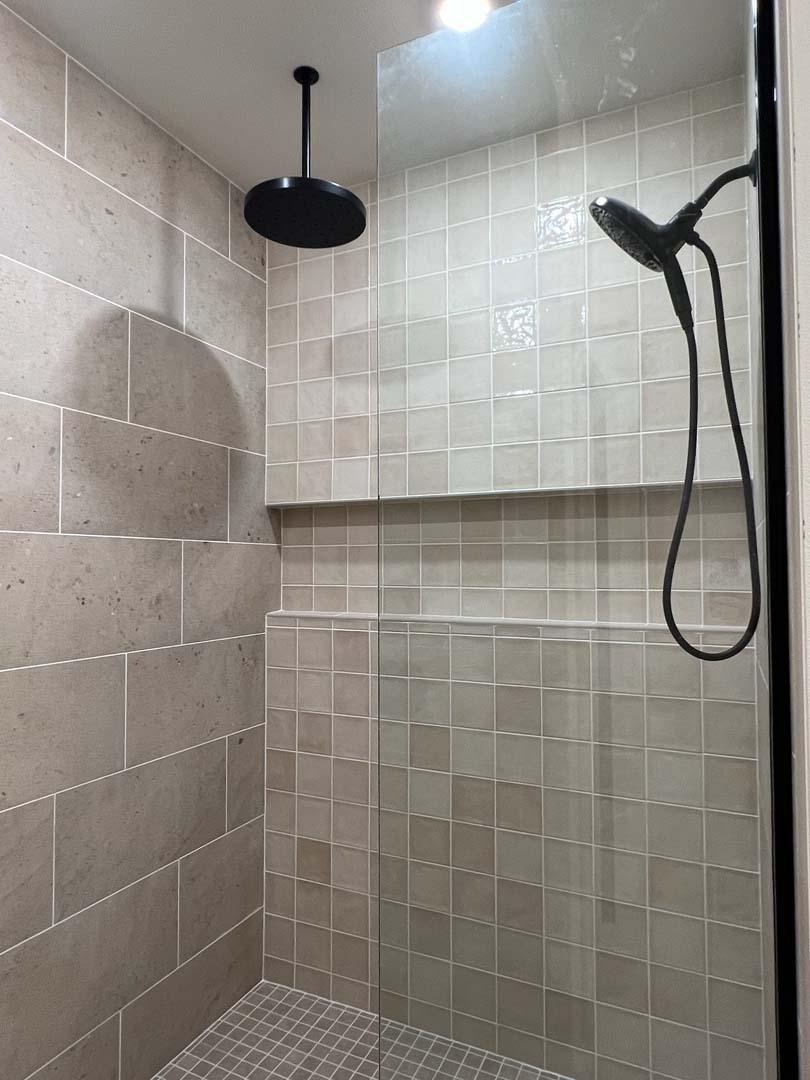 Primary bathroom tile shower