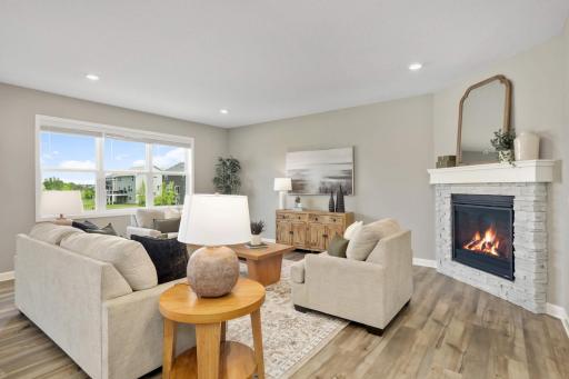 Cozy corner gas fireplace