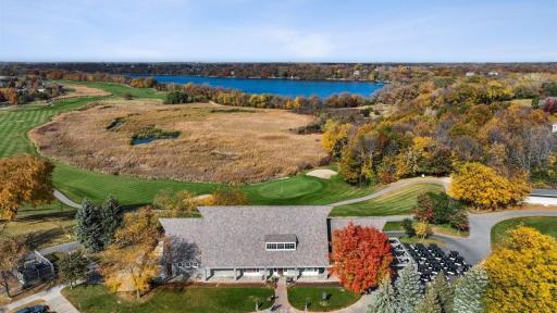 Chaska Town Course clubhouse overlooks the 18th green and Lake Bavaria. Enjoy dining on the outdoor deck in summer months.