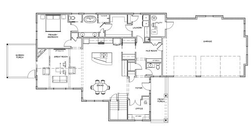 Main Level - 1863 sq.ft house, 815 sq.ft. garage, 168 sq.ft. screen porch, 136 sq.ft front porch
