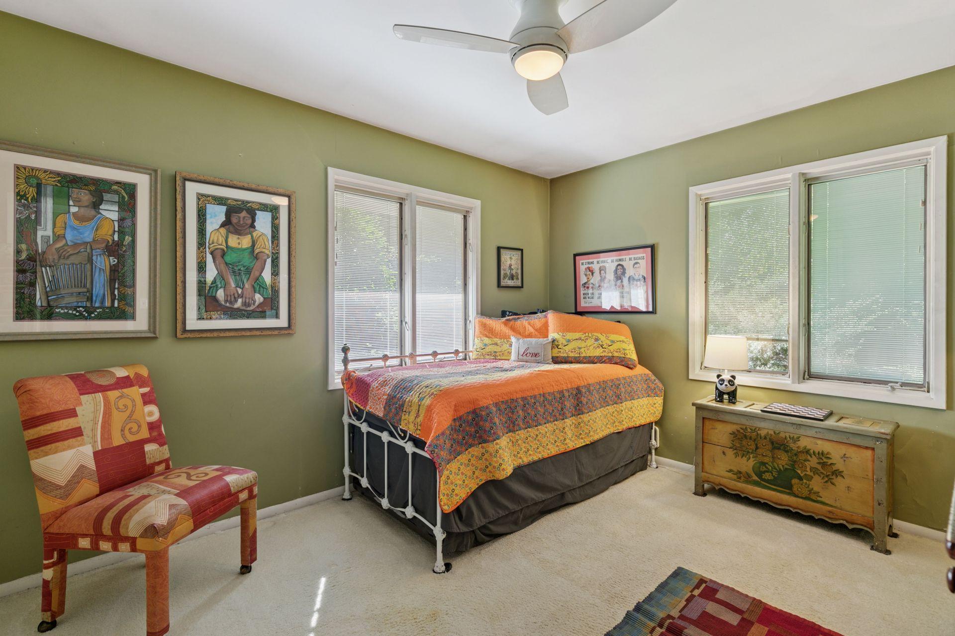 Sunlight streams into second bedroom.