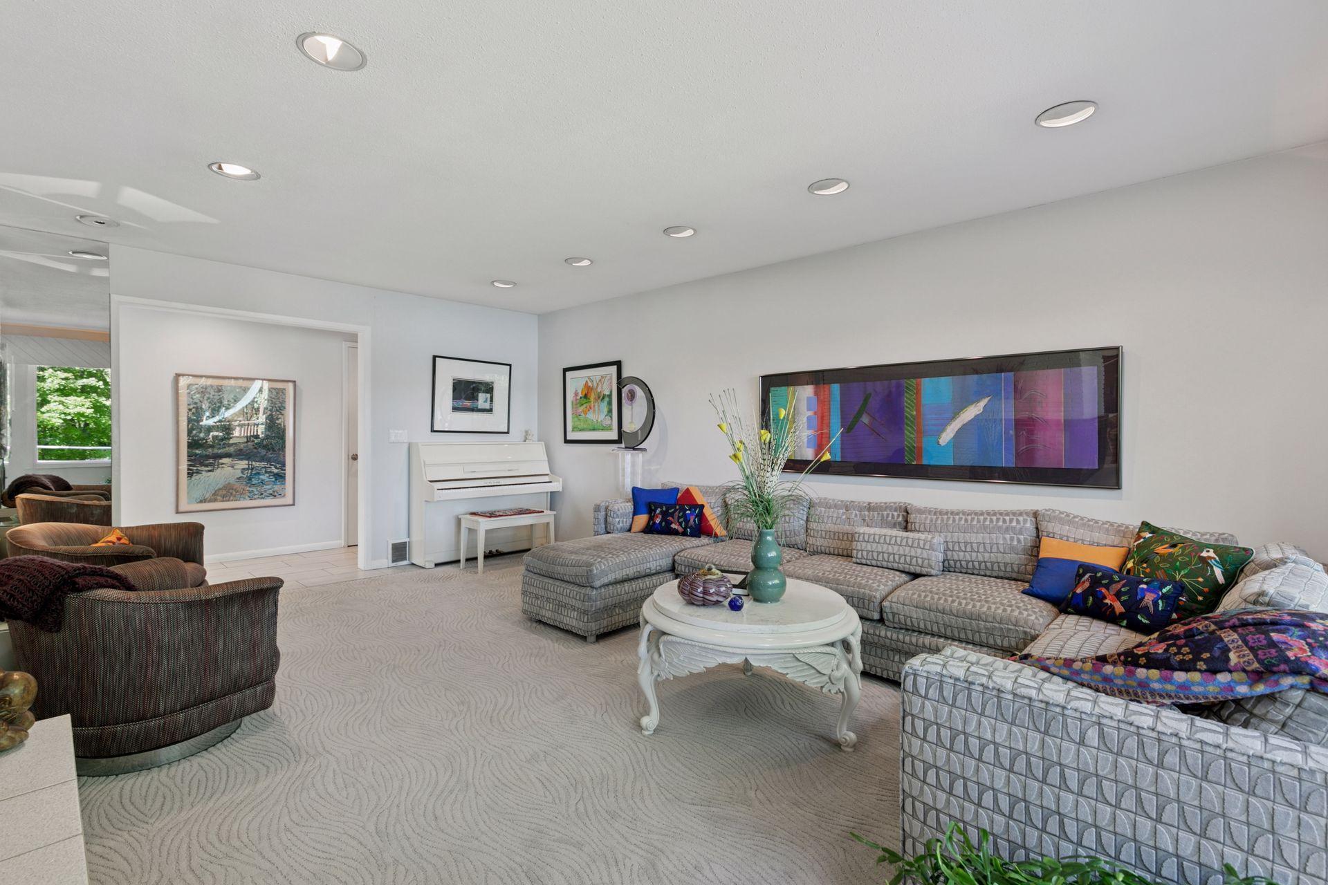 34'x20' living room provides endless opportunities for seating arrangements.