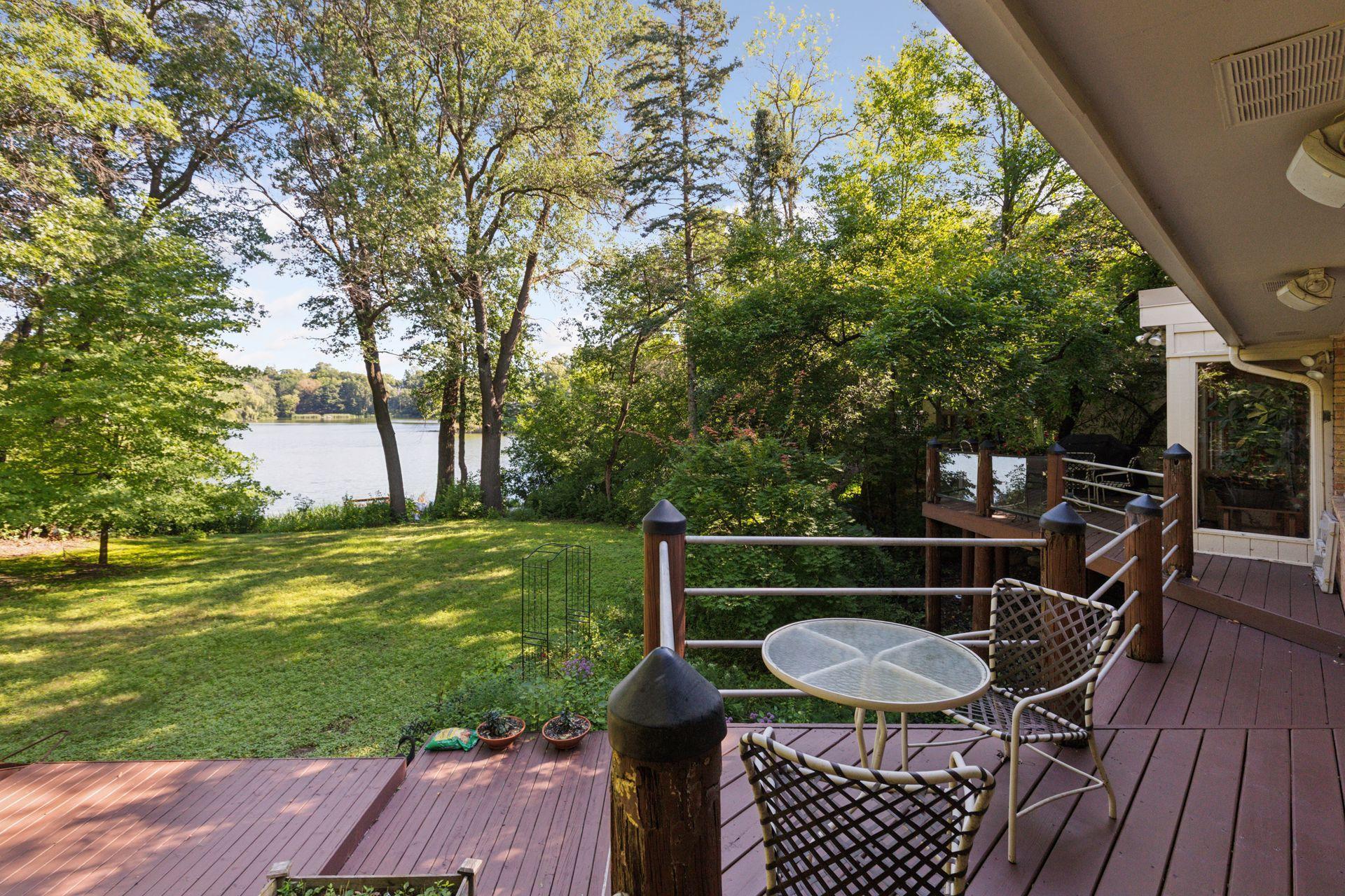 There are two separate decks overlooking the lake!