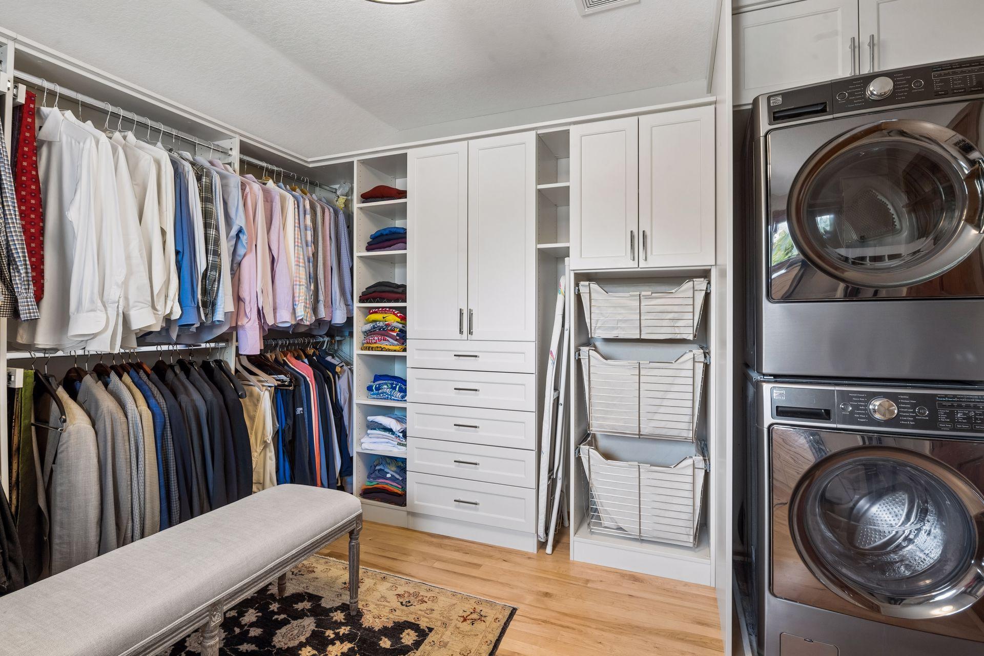 Custom-fitted closet with 2nd laundry. Staying organized is easy when you have the right spaces and places.