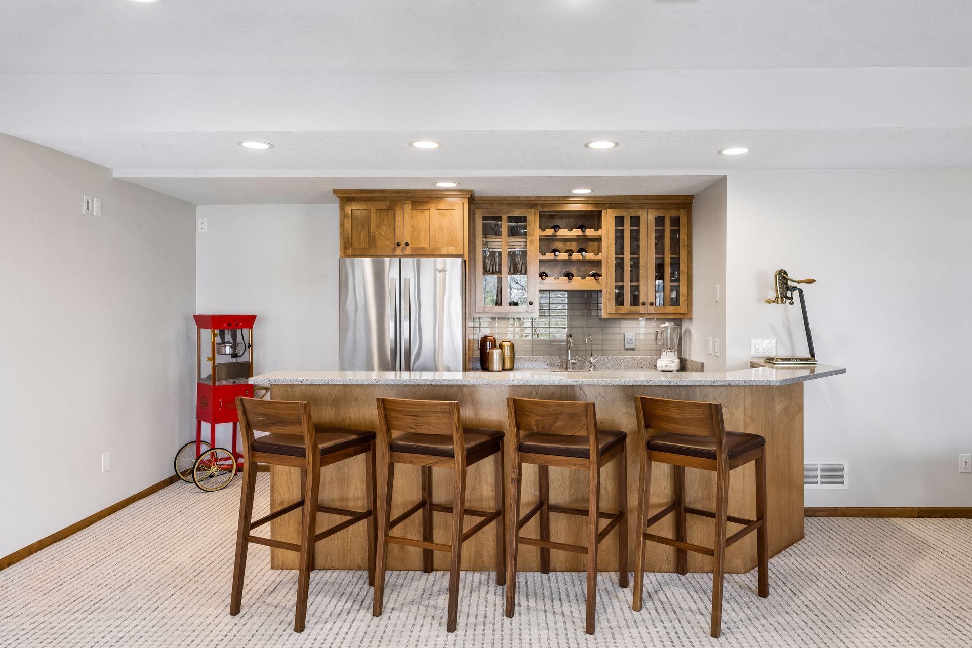 Lower level family room wet bar.