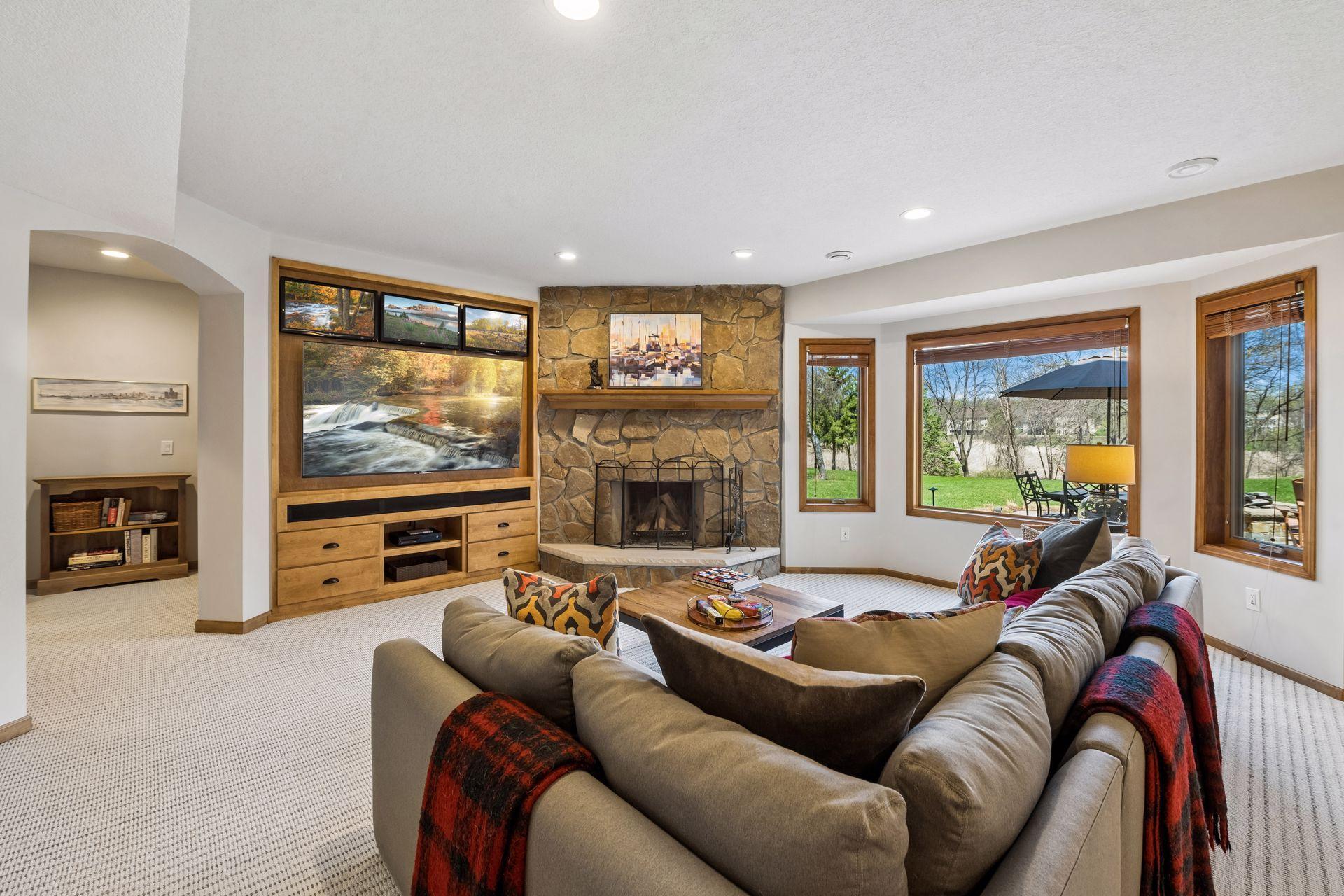 Game(s) on! Watch them all your on your media wall (screens, brackets included). Cozy up to the wood-burning fireplace.